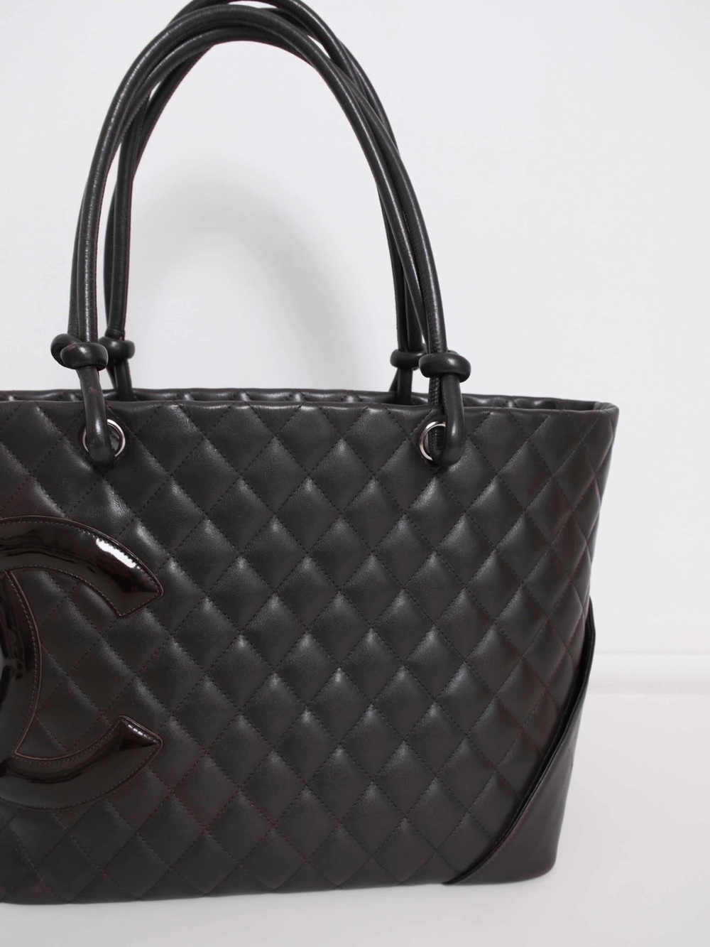 CHANEL Cambon dark brown Quilted Leather Tote with Signature CC - Picture 7 of 15